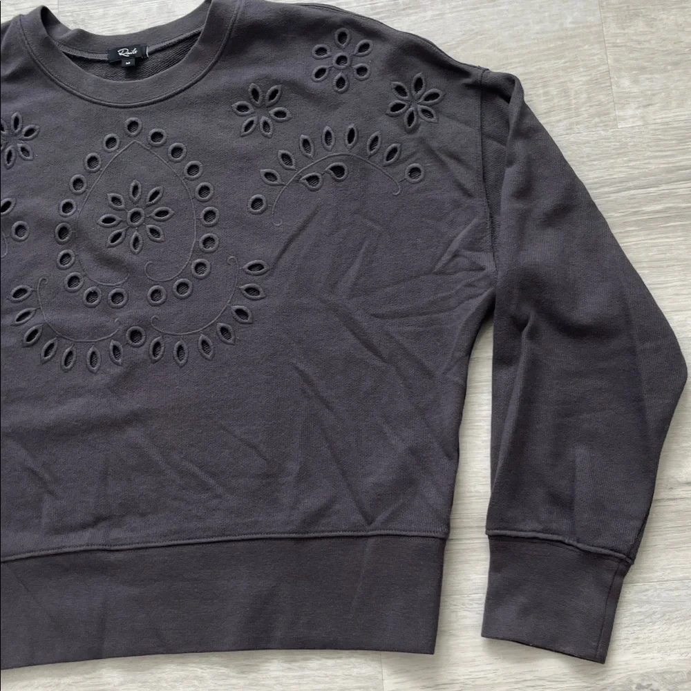 Rails Alice Eyelet Sweatshirt Soft Girl Coquette Cozy Pullover Women M Crew Neck - Picture 3 of 14